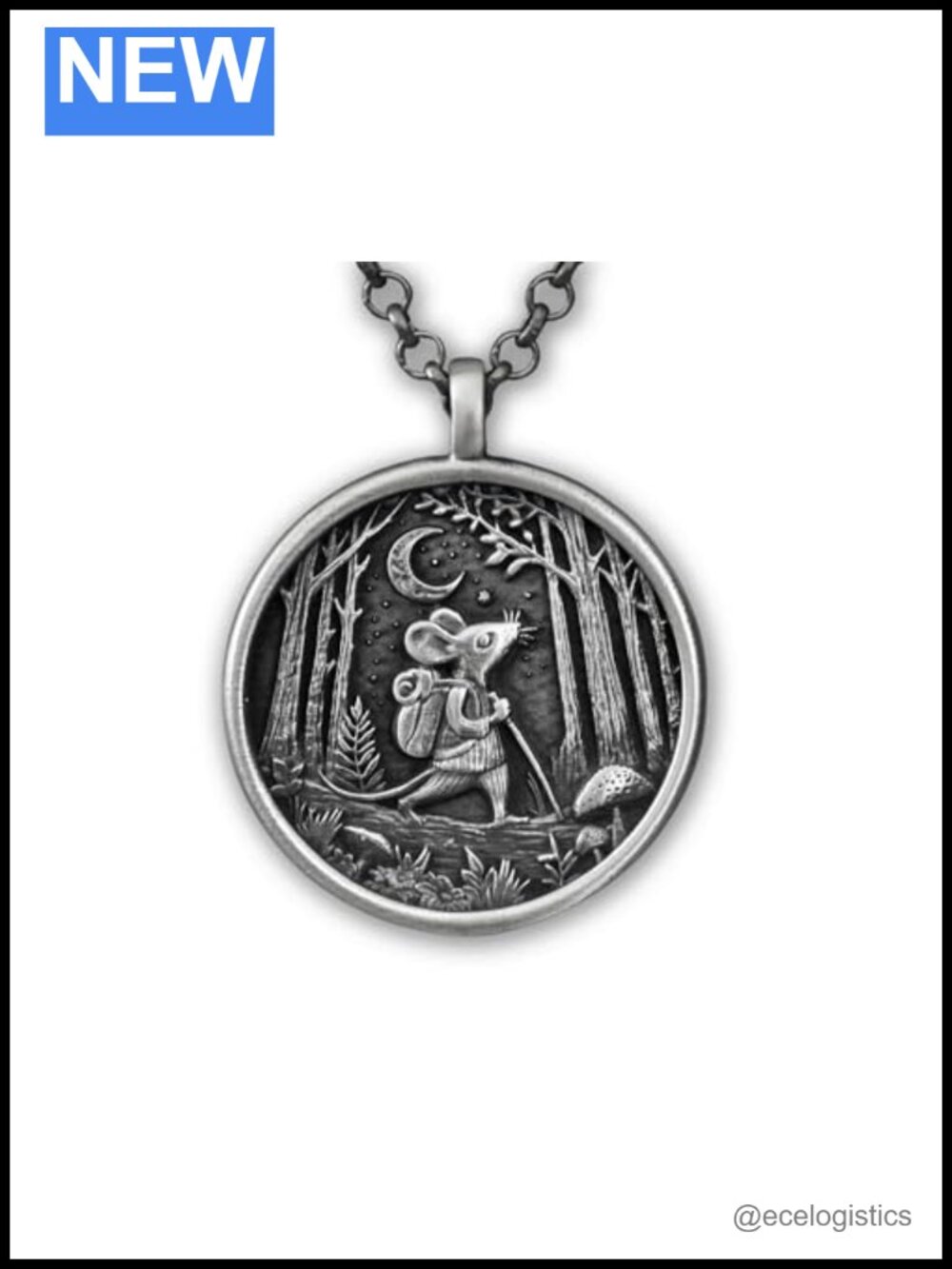 925 Sterling Silver Mouse Necklace Pendant